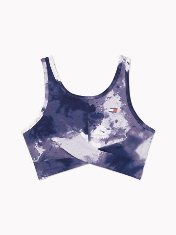 Női Tommy Hilfiger Essential Watercolor Print Sports Melltartók Kék | HU 520DFM